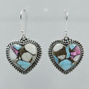 Cotton Candy Turquoise 1.5" 925 Sterling Silver Earring (REXT128-165)