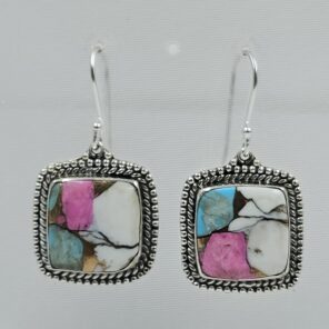 Cotton Candy Turquoise 1.5" 925 Sterling Silver Earring (REXT128-129)