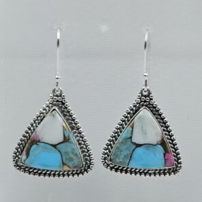 Cotton Candy Turquoise 1.5" 925 Sterling Silver Earring (REXT128-108)