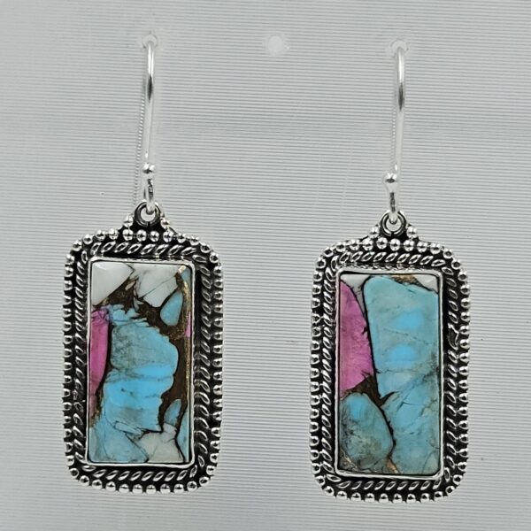 Cotton Candy Turquoise 1.5" 925 Sterling Silver Earring (REXT128-131)