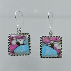 Cotton Candy Turquoise 1.5" 925 Sterling Silver Earring (REXT128-137)