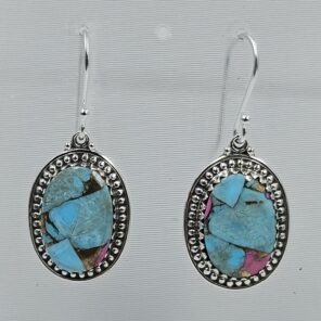 Cotton Candy Turquoise 1.5" 925 Sterling Silver Earring (REXT128-106)