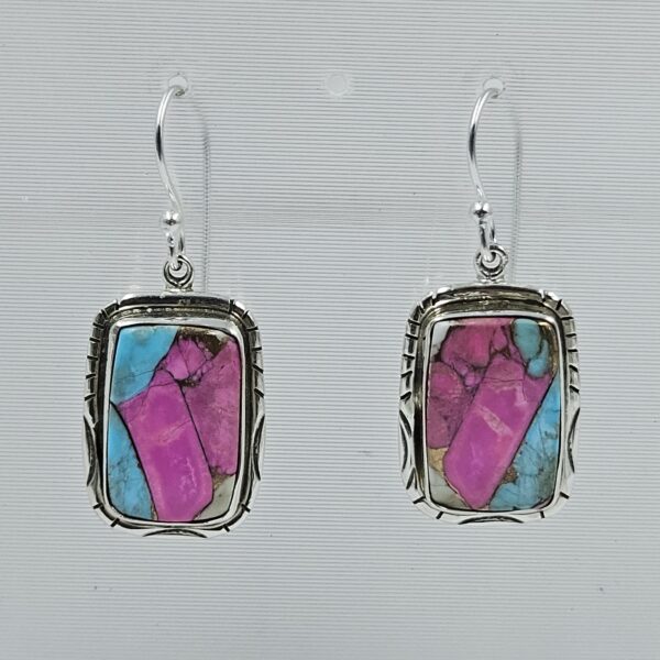 Cotton Candy Turquoise 1.5" 925 Sterling Silver Earring (REXT128-119)