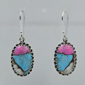 Cotton Candy Turquoise 1.5" 925 Sterling Silver Earring (REXT128-112)