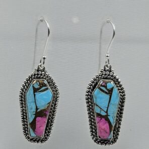 Cotton Candy Turquoise 1.5" 925 Sterling Silver Earring (REXT128-173)