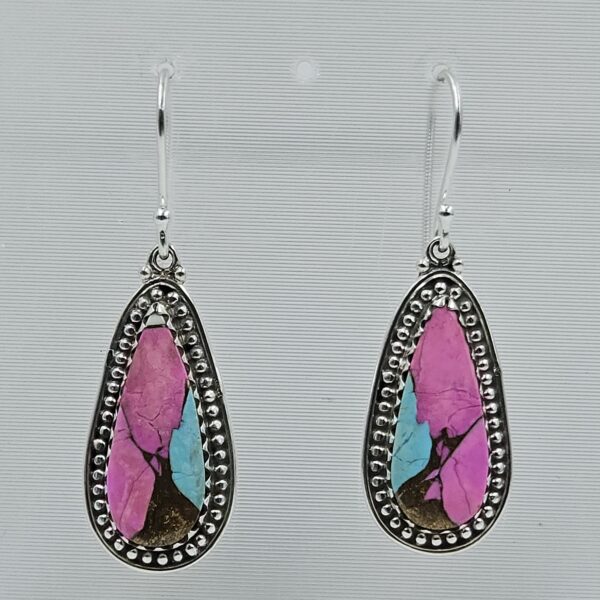Cotton Candy Turquoise 1.5" 925 Sterling Silver Earring (REXT128-168)