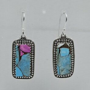 Cotton Candy Turquoise 1.5" 925 Sterling Silver Earring (REXT128-118)