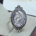 Cracked Crystal Quartz Size US 7 925 Sterling Silver Ring (REXT29-312)