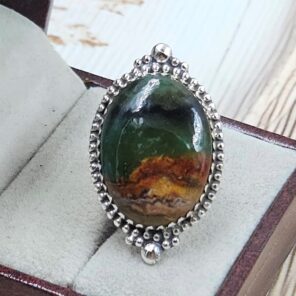 Peru wood Opal Size US 6 925 Sterling Silver Ring (REXT29-324)