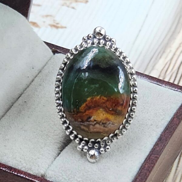 Peru wood Opal Size US 6 925 Sterling Silver Ring (REXT29-324)