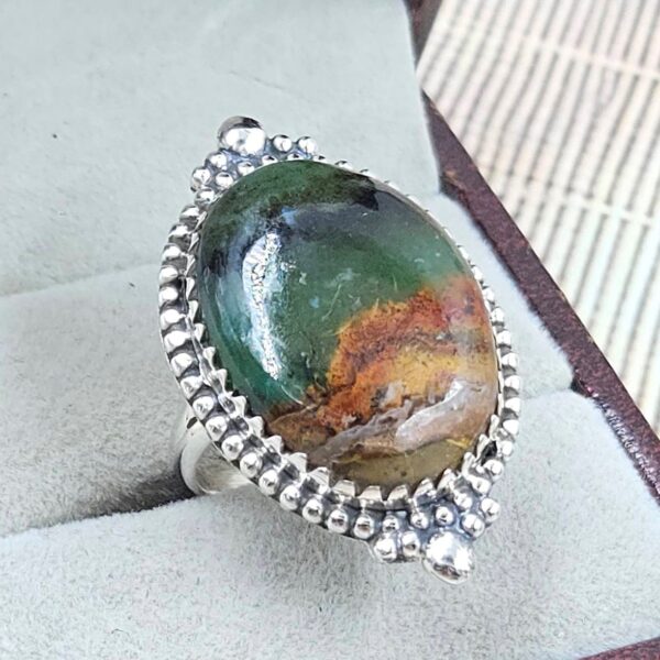 Peru wood Opal Size US 6 925 Sterling Silver Ring (REXT29-324) - Image 2