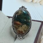 Peru wood Opal Size US 10 925 Sterling Silver Ring (REXT29-325)