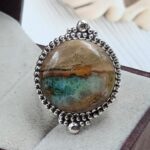 Peru wood Opal Size US 10 925 Sterling Silver Ring (REXT29-326)