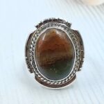 Peru wood Opal Size US 6 925 Sterling Silver Ring (REXT29-330)