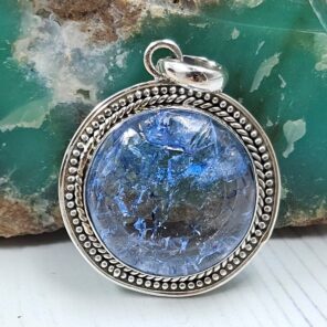 Cracked Crystal Quartz 1.25" 925 Sterling Silver Pendant (REXT122-52)