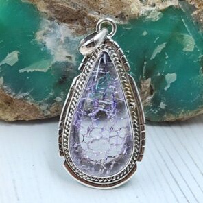 Cracked Crystal Quartz 1.75" 925 Sterling Silver Pendant (REXT122-53)
