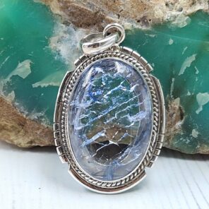 Cracked Crystal Quartz 1.5" 925 Sterling Silver Pendant (REXT122-54)