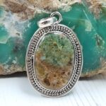 Peru wood Opal 1.5" 925 Sterling Silver Pendant (REXT122-55)