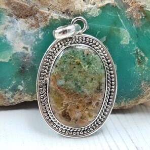 Peru wood Opal 1.5" 925 Sterling Silver Pendant (REXT122-55)