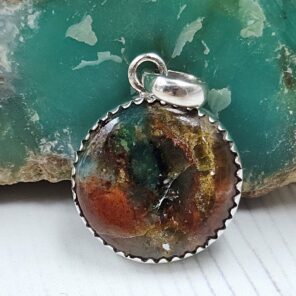 Peru wood Opal 1" 925 Sterling Silver Pendant (REXT122-56)