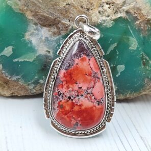 Dyed Lava Wild Horse Jasper 1.75" 925 Sterling Silver Pendant (REXT122-61)