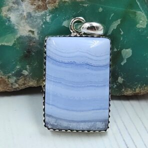 Blue lace agate 1.5" 925 Sterling Silver Pendant (REXT122-59)