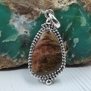 Wood Opal 1.5" 925 Sterling Silver Pendant (REXT122-58)