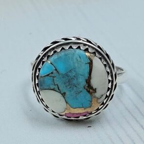 Cotton Candy Turquoise Size US 7 925 Sterling Silver Ring (REXT121-85)