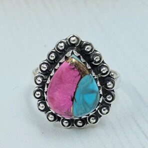 Cotton Candy Turquoise Size US 6 925 Sterling Silver Ring (REXT121-86)