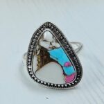 Cotton Candy Turquoise Size US 8 925 Sterling Silver Ring (REXT121-88)
