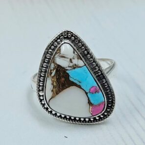 Cotton Candy Turquoise Size US 8 925 Sterling Silver Ring (REXT121-88)