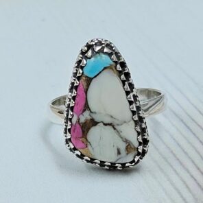 Cotton Candy Turquoise Size US 7 925 Sterling Silver Ring (REXT121-93)
