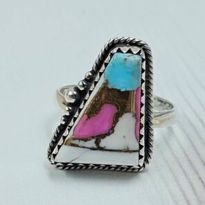 Cotton Candy Turquoise Size US 8 925 Sterling Silver Ring (REXT121-94)
