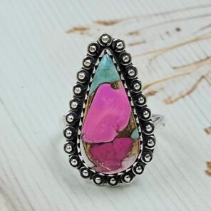 Cotton Candy Turquoise Size US 8 925 Sterling Silver Ring (REXT121-101)