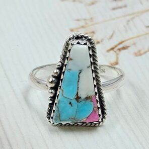 Cotton Candy Turquoise Size US 10 925 Sterling Silver Ring (REXT121-103)