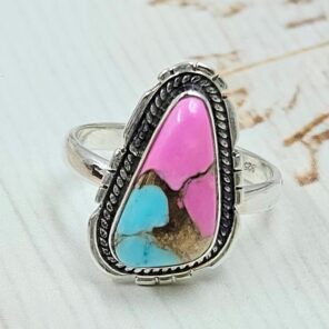 Cotton Candy Turquoise Size US 7 925 Sterling Silver Ring (REXT121-107)
