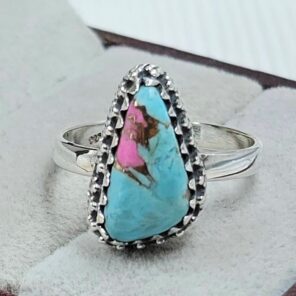 Cotton Candy Turquoise Size US 7 925 Sterling Silver Ring (REXT121-108)