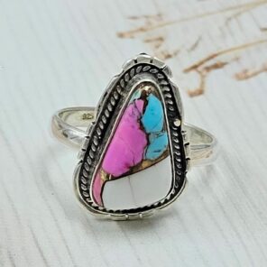 Cotton Candy Turquoise Size US 8 925 Sterling Silver Ring (REXT121-110)