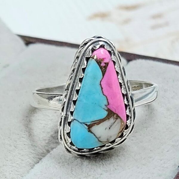 Cotton Candy Turquoise Size US 8 925 Sterling Silver Ring (REXT121-111)