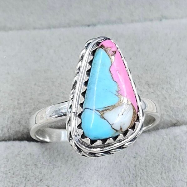 Cotton Candy Turquoise Size US 8 925 Sterling Silver Ring (REXT121-111) - Image 2