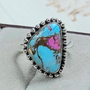 Cotton Candy Turquoise Size US 7 925 Sterling Silver Ring (REXT121-113)