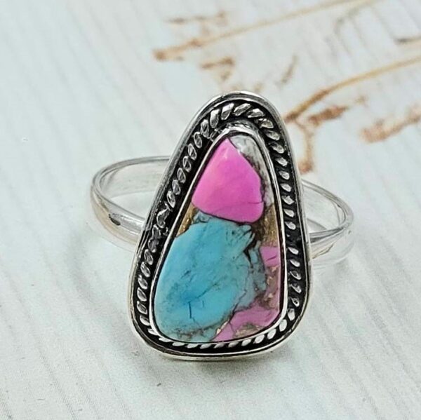 Cotton Candy Turquoise Size US 7 925 Sterling Silver Ring (REXT121-123)