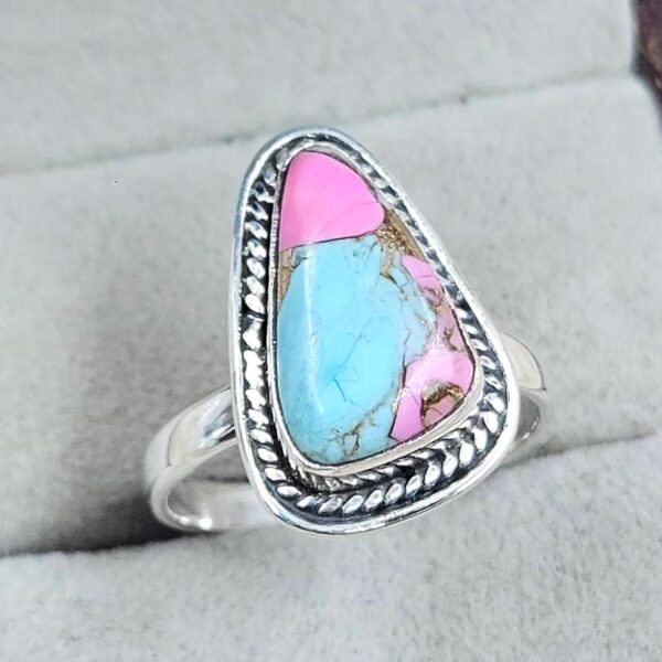 Cotton Candy Turquoise Size US 7 925 Sterling Silver Ring (REXT121-123) - Image 2