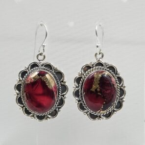 Red Rose Dahlia 1.5" 925 Sterling Silver Earring (REXT118-23)