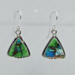 Peacock Dahlia Turquoise 1.5" 925 Sterling Silver Earring (REXT27-345)