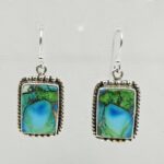 Peacock Dahlia Turquoise 1.5" 925 Sterling Silver Earring (REXT27-330)