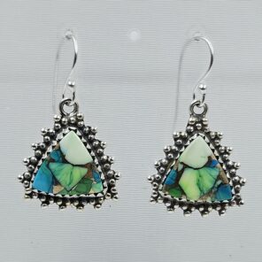 Peacock Dahlia Turquoise 1.5" 925 Sterling Silver Earring (REXT27-350)