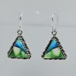 Peacock Dahlia Turquoise 1.5" 925 Sterling Silver Earring (REXT27-338)