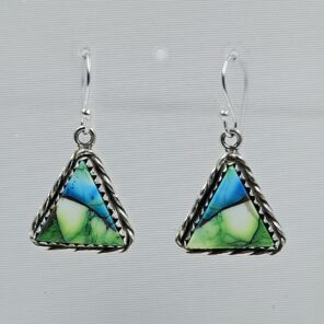 Peacock Dahlia Turquoise 1.5" 925 Sterling Silver Earring (REXT27-338)