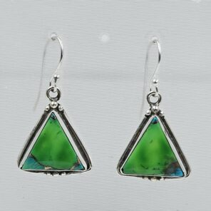 Peacock Dahlia Turquoise 1.5" 925 Sterling Silver Earring (REXT27-331)
